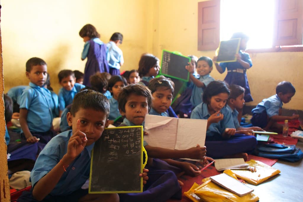 Indian children receiving education support